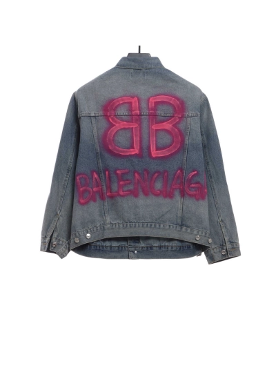 Balenciaga back double B luminous pink denim jacket 02