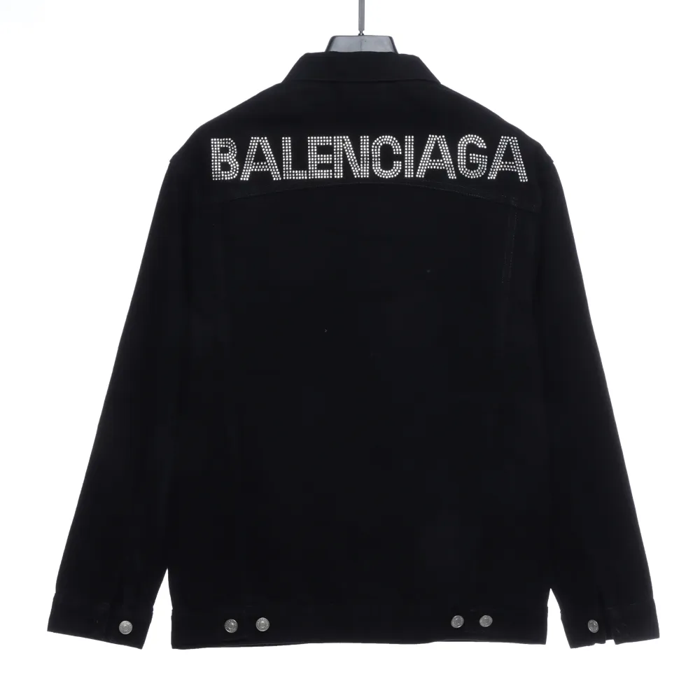 Balenciaga back hot-drilled letter denim long-sleeved jacket