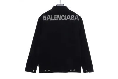 Balenciaga back hot-drilled letter denim long-sleeved jacket 02
