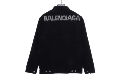 Balenciaga back hot-drilled letter denim long-sleeved jacket 02