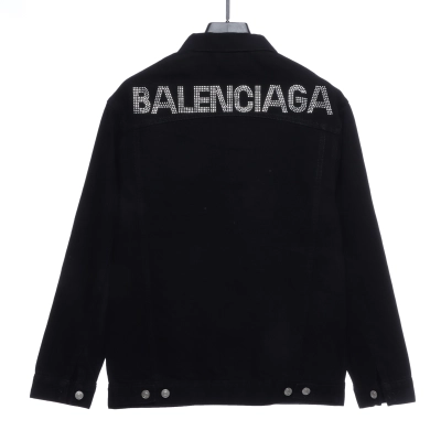 Balenciaga back hot-drilled letter denim long-sleeved jacket 02