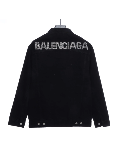 Balenciaga back hot-drilled letter denim long-sleeved jacket 02