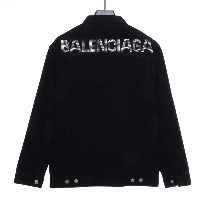 Balenciaga back hot-drilled letter denim long-sleeved jacket