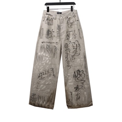  Balenciage catwalk graffiti denim Jeans 01