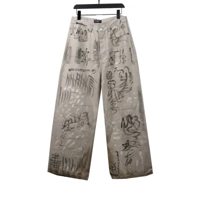 Balenciaga catwalk graffiti denim Jeans 01
