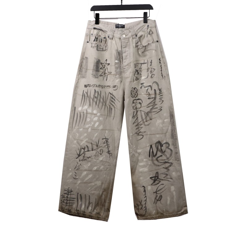  Balenciage catwalk graffiti denim Jeans