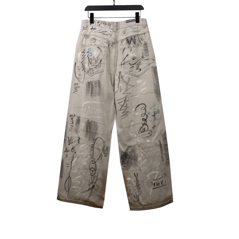  Balenciage catwalk graffiti denim Jeans