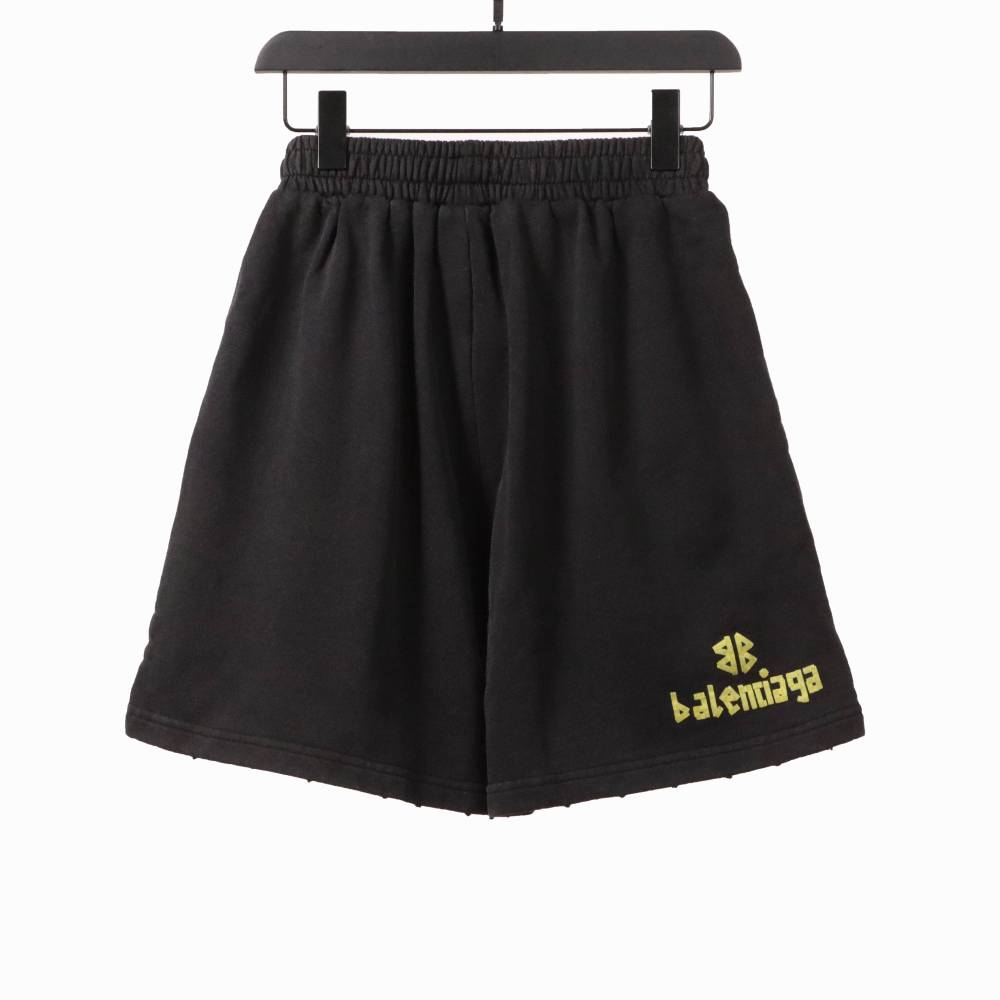 Balenciage distressed tape Short Pants black