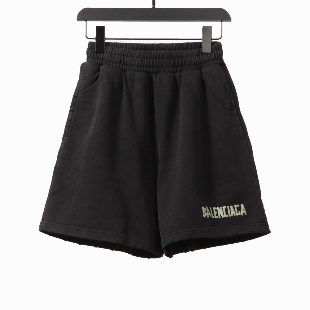 Balenciage distressed tape Short Pants black