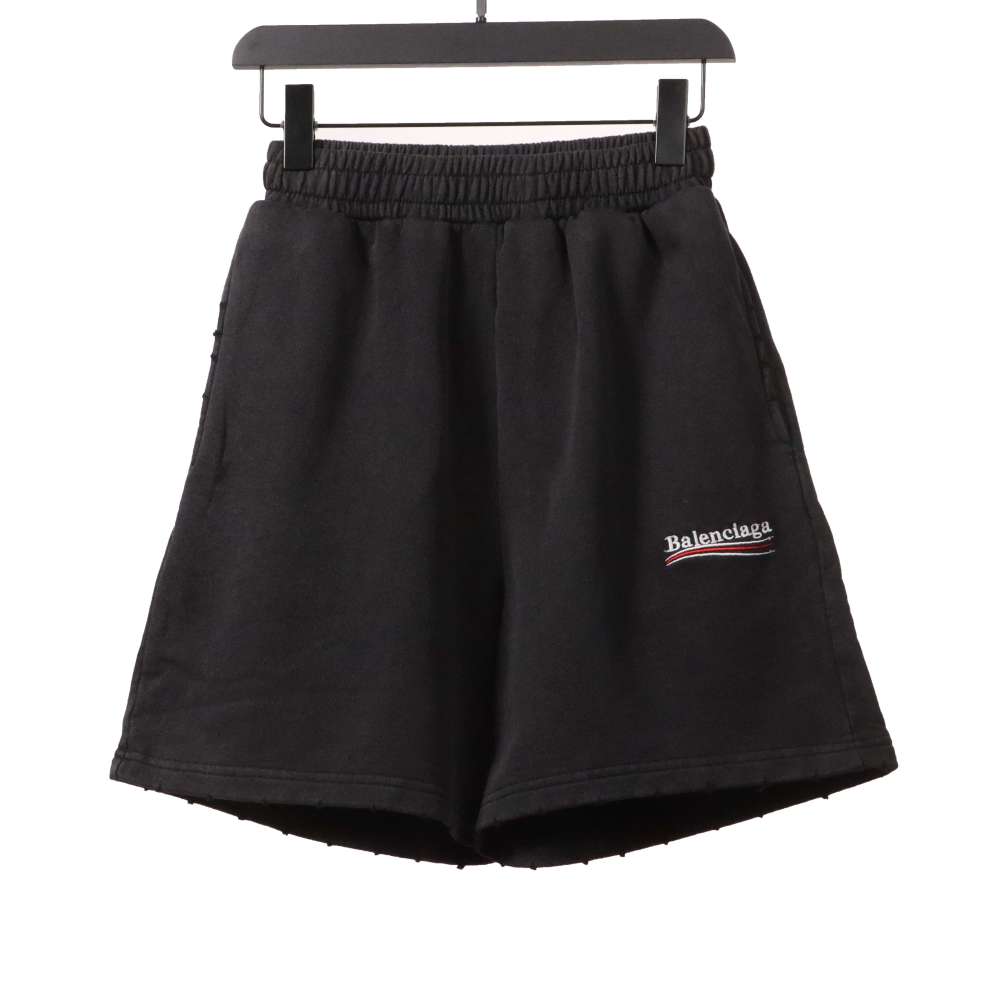  Balenciage distressed washed cola embroidered Short Pants