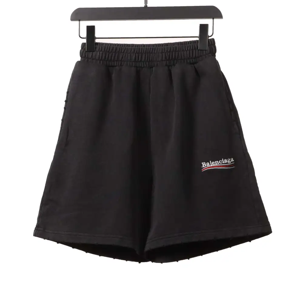 Balenciaga distressed washed cola embroidered Short Pants