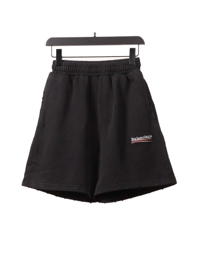 Balenciaga distressed washed cola embroidered Short Pants 01
