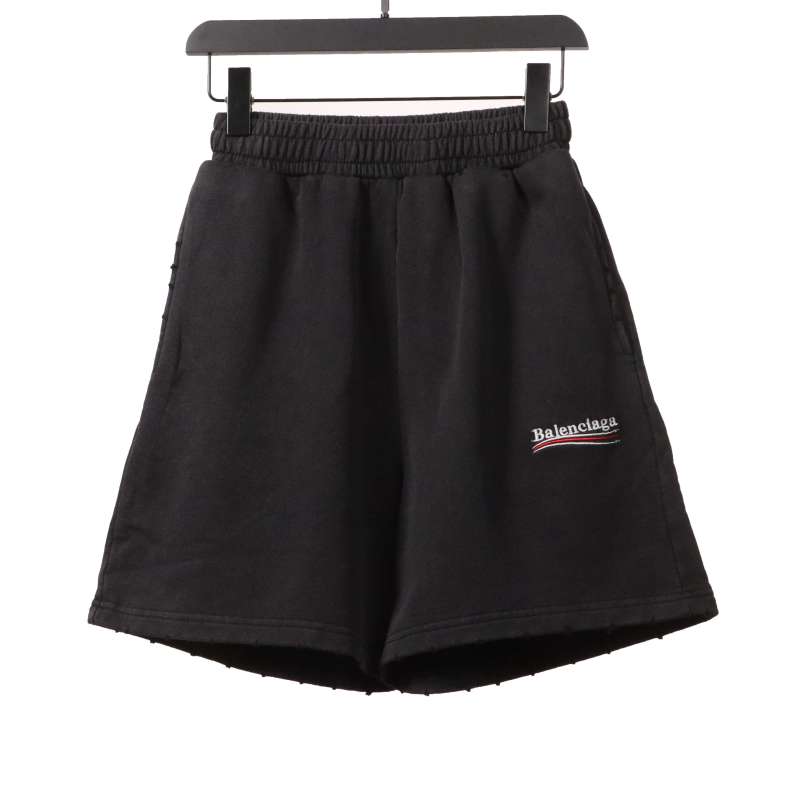  Balenciage distressed washed cola embroidered Short Pants
