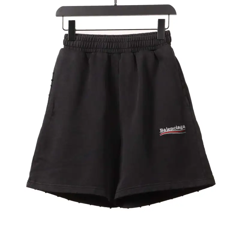 Balenciaga distressed washed cola embroidered Short Pants