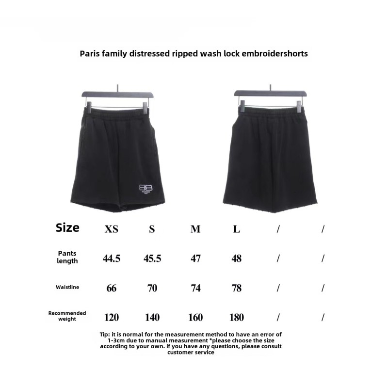Balenciage distressed washed lock embroidered Short Pants 1