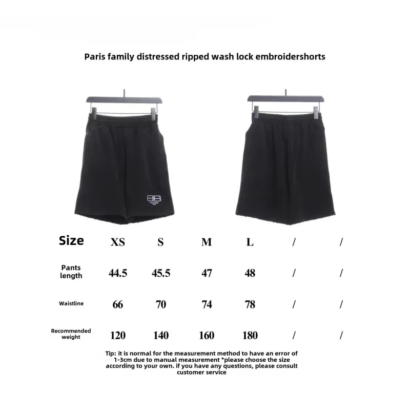  Balenciage distressed washed lock embroidered Short Pants 1