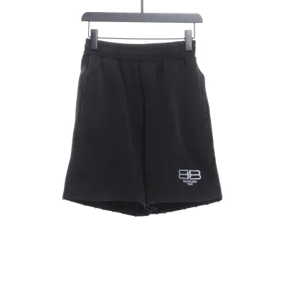  Balenciage distressed washed lock embroidered Short Pants 1 01