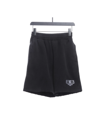 Balenciaga distressed washed lock embroidered Short Pants 1 01