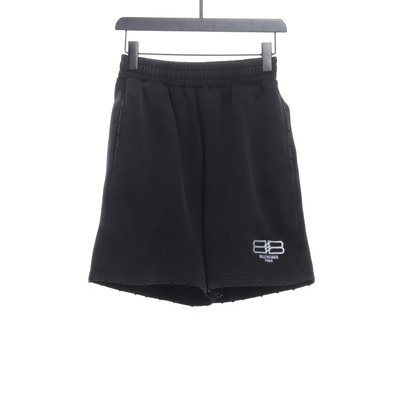 Balenciage distressed washed lock embroidered Short Pants 1