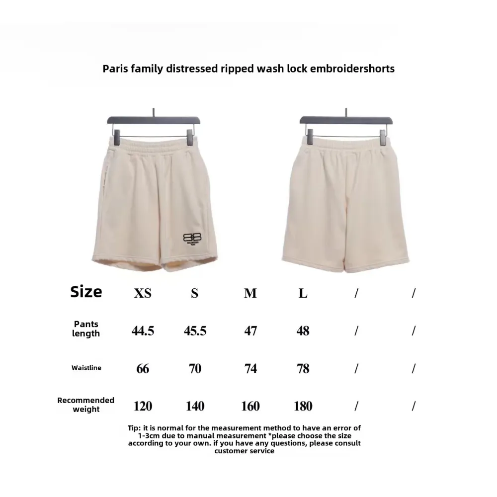  Balenciage distressed washed lock embroidered Short Pants 2