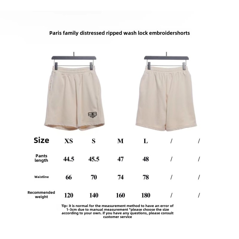  Balenciage distressed washed lock embroidered Short Pants 2
