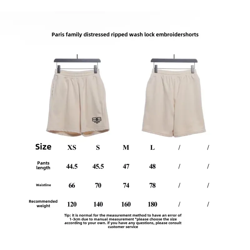  Balenciage distressed washed lock embroidered Short Pants 2