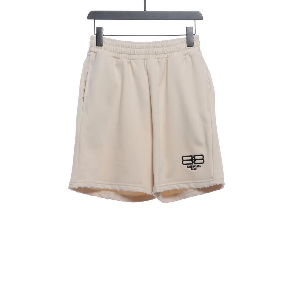  Balenciage distressed washed lock embroidered Short Pants 2