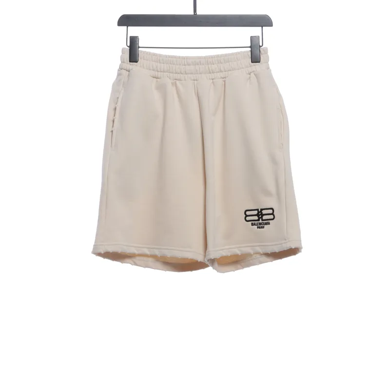  Balenciage distressed washed lock embroidered Short Pants 2