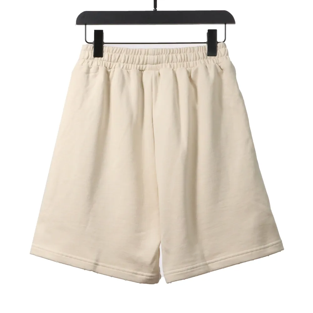  Balenciage distressed washed lock embroidered Short Pants beige