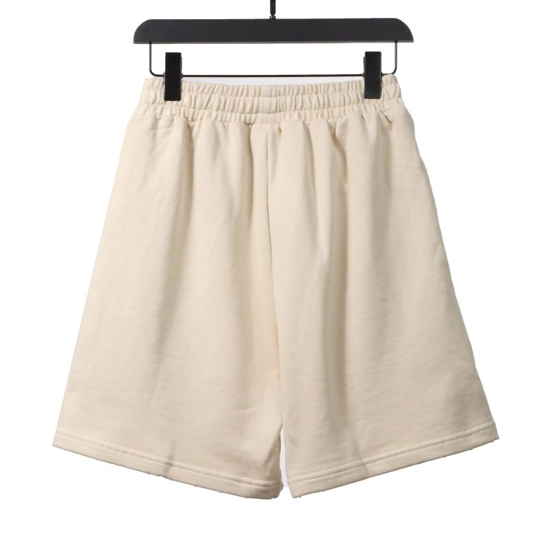  Balenciage distressed washed lock embroidered Short Pants beige