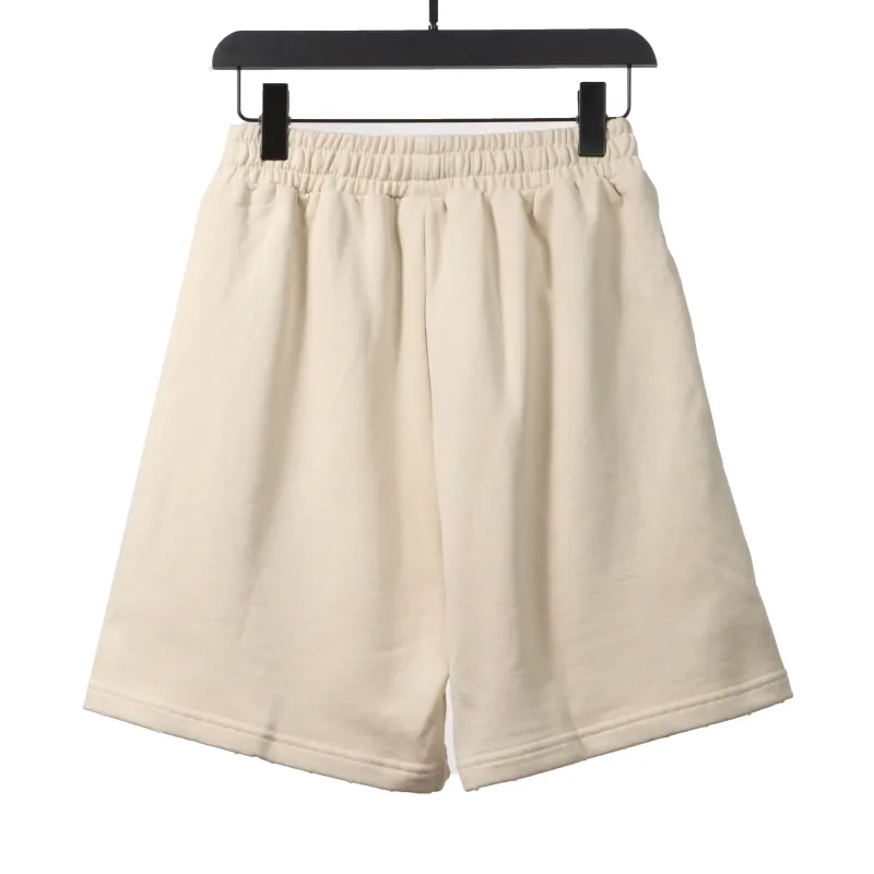  Balenciage distressed washed lock embroidered Short Pants beige