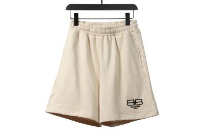 Balenciaga distressed washed lock embroidered Short Pants beige 01