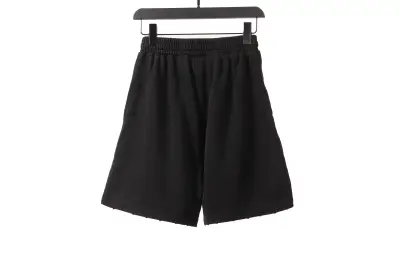 Balenciaga distressed washed lock embroidered Short Pants black 02