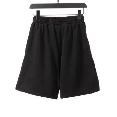  Balenciage distressed washed lock embroidered Short Pants black 02