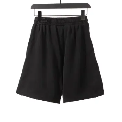  Balenciage distressed washed lock embroidered Short Pants black 02
