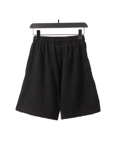 Balenciaga distressed washed lock embroidered Short Pants black 02