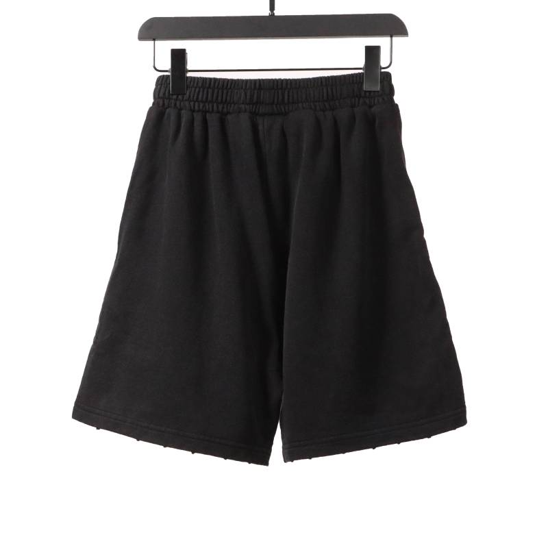  Balenciage distressed washed lock embroidered Short Pants black