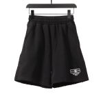  Balenciage distressed washed lock embroidered Short Pants black