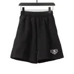  Balenciage distressed washed lock embroidered Short Pants black
