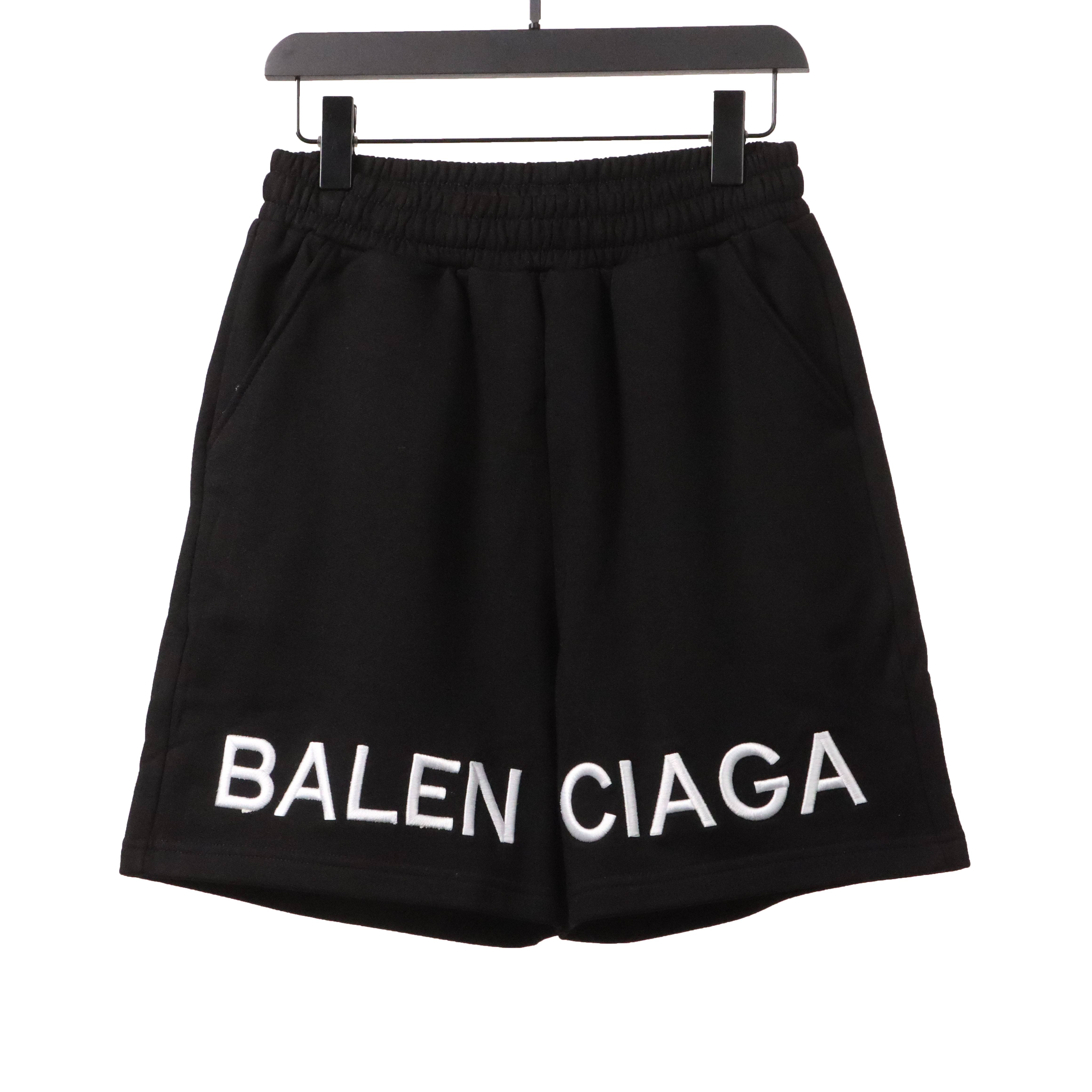 Balenciaga embroidered letter Short Pants black
