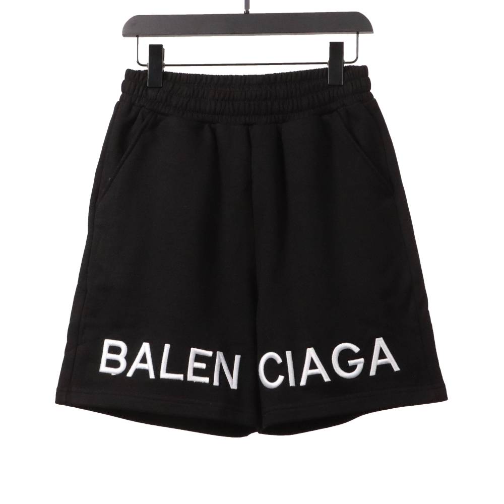 Balenciage embroidered letter Short Pants black