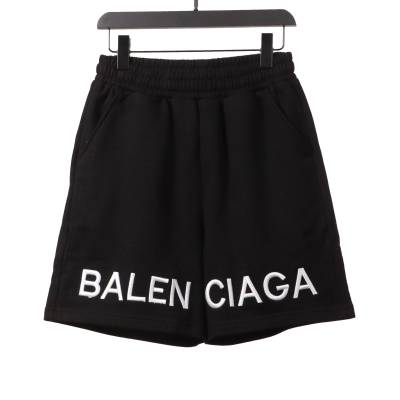 Balenciaga embroidered letter Short Pants black 01