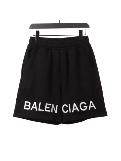 Balenciaga embroidered letter Short Pants black 01