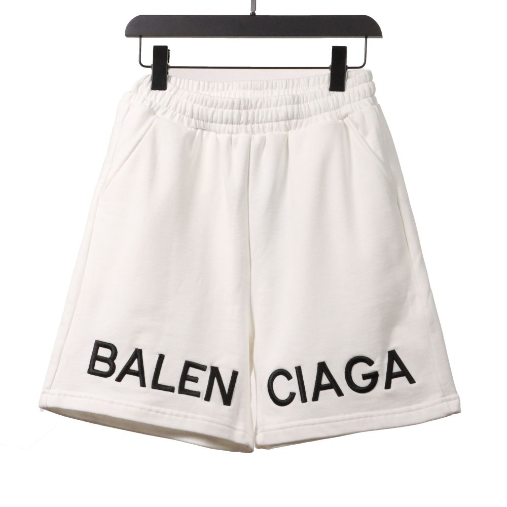 Balenciage embroidered letter Short Pants white