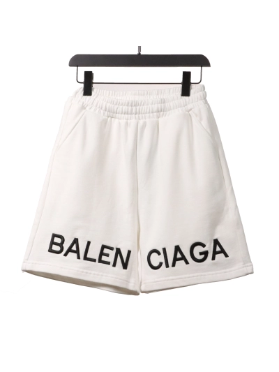Balenciaga embroidered letter Short Pants white 01