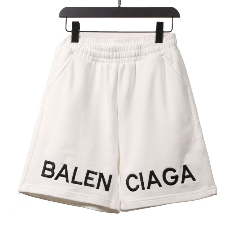  Balenciage embroidered letter Short Pants white