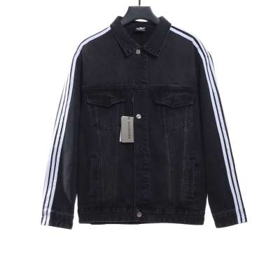  Balenciage joint AD three-stripe denim jacket 01