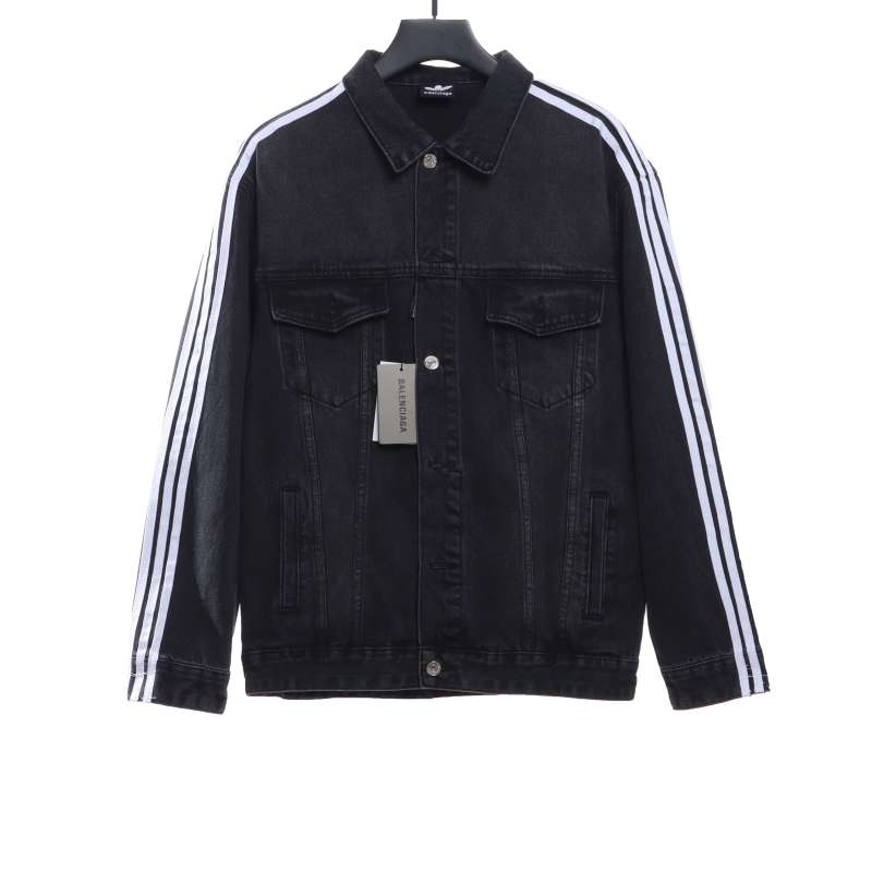  Balenciage joint AD three-stripe denim jacket