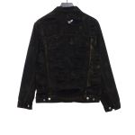  Balenciage mud-dyed full print ripped denim jacket