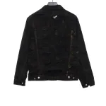 Balenciaga mud-dyed full print ripped denim jacket
